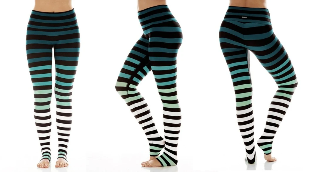 kdeer caroline stripe yoga leggings green white mint ombre