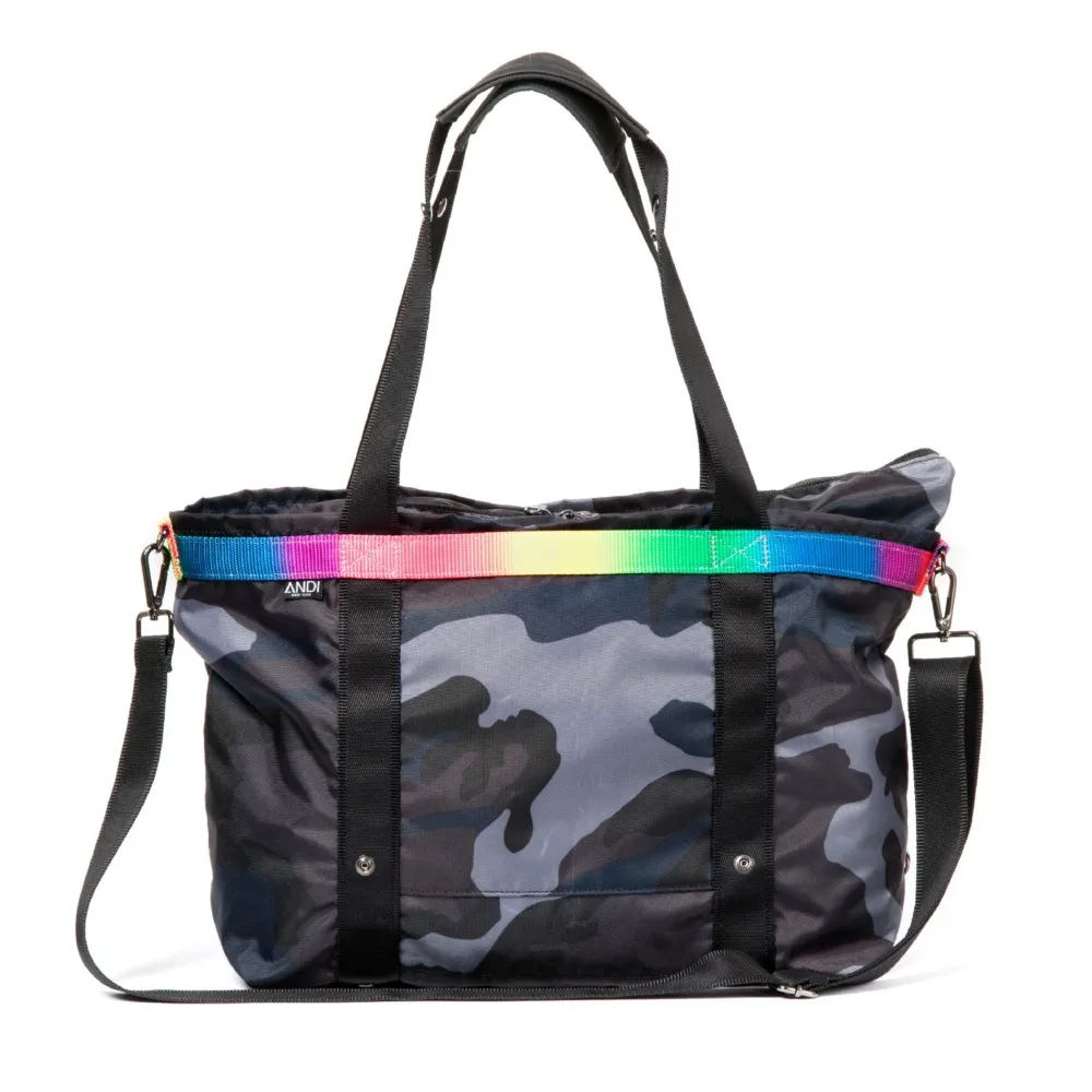 ANDI signature bag ink camo colorchrome rainbow duffle