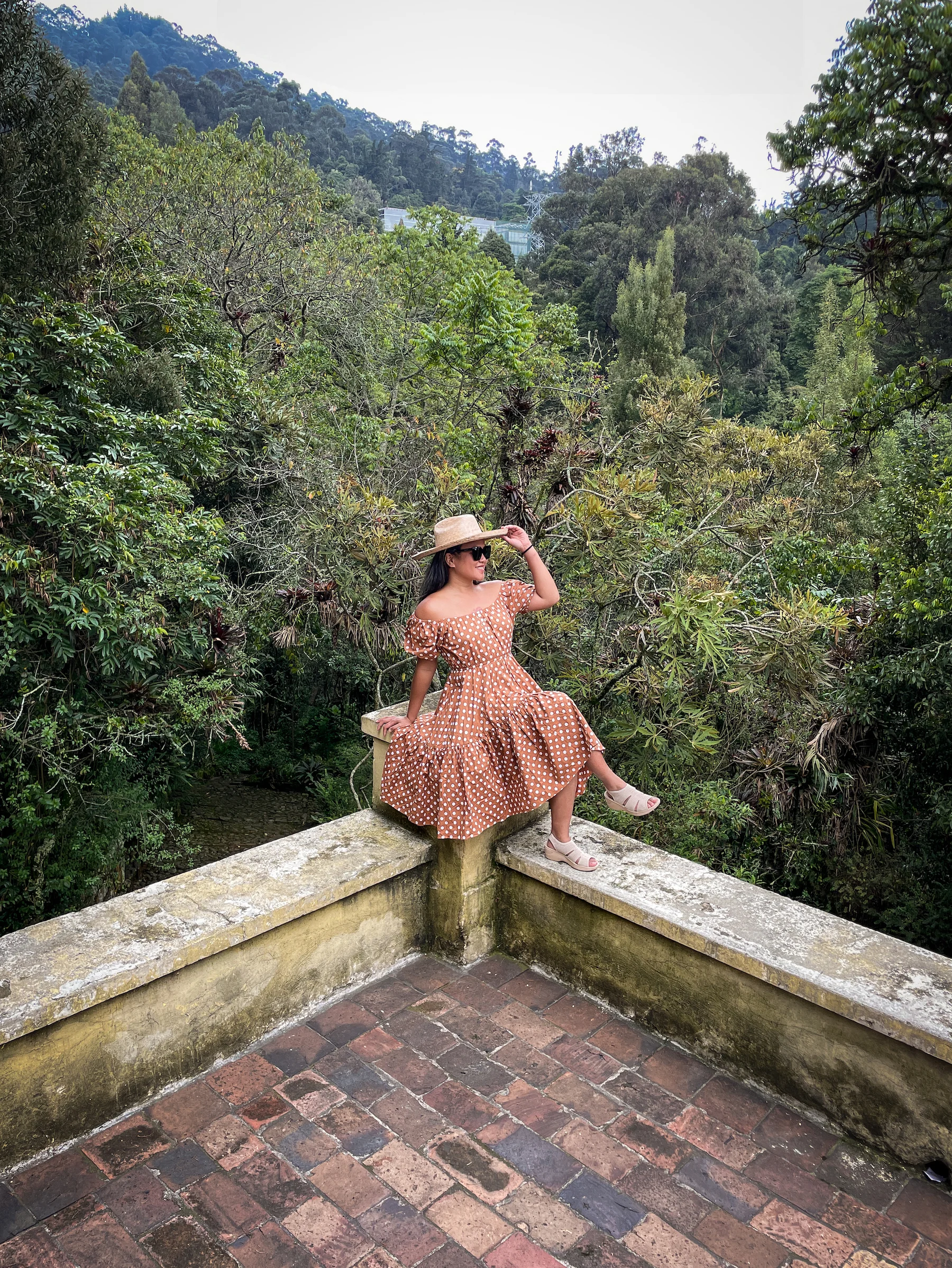 Caroline Constas Dress Bzees Shoes Lack of Color hat Shadyrays Sunglasses Bogota Colombia Casa Museo Quinta de Bolivar